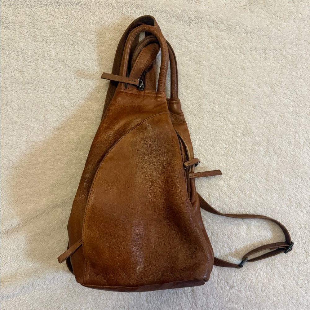 Free People Tan Leather Backpack